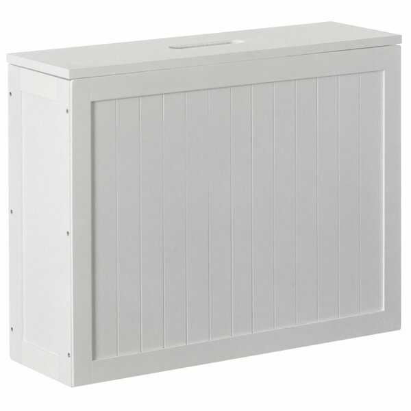 Basicwise Wooden White Finish Storage Box with Cover, Small Storage Laundry Hamper QI004374.WT